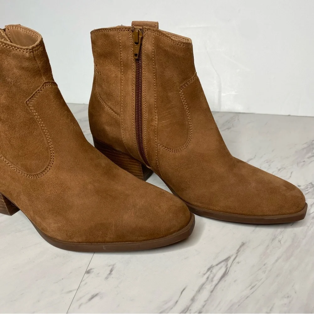 Seychelles Brown Suede Stacked Heel Bootie 6.5